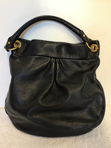 MARC JACOBS BLACK LEATHER TOP HANDLE SHOPPER BAG