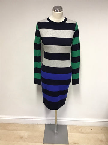 BRAND NEW KAREN MILLEN STRIPED LONG SLEEVE DRESS SIZE M