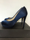 REISS MIDNIGHT BLUE SATIN PLATFORM SOLE HEELS SIZE 5/38