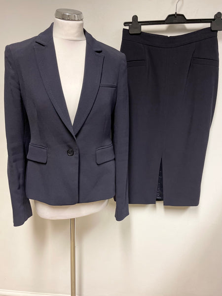 LK BENNETT CLEORA NAVY BLUE JACKET & SKIRT SUIT SIZE 10