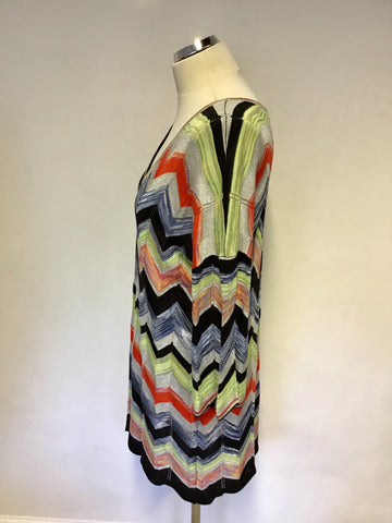 BRAND NEW OUI MULTI COLOURED PRINT ZIG ZAG DESIGN FINE KNIT JUMPER SIZE 12