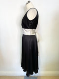 HOBBS BLACK & SILVER TRIM SILK SPECIAL OCCASION DRESS SIZE 10