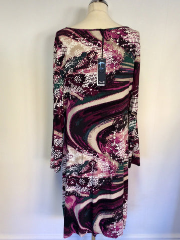 BRAND NEW OSCAR B AUBERGINE PRINT STRETCH JERSEY DRESS SIZE 20