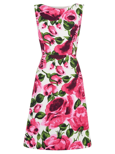 BRAND NEW PHASE EIGHT WHITE,PINK & GREEN FLORAL PRINT SLEEVELESS BERGAMOT DRESS SIZE 12