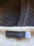 MINT VELVET GREY & WHITE OMBRÉ V NECK JUMPER SIZE 14