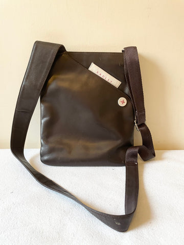 RADLEY DARK BROWN LEATHER CROSS BODY BAG