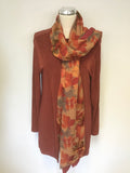 CHICO’S TRAVELERS RUST 4 PIECE JACKET,TOP, TROUSER & SCARF SUIT SIZE 2 UK M