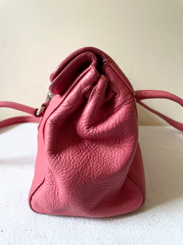 PRADA FLAMINGO PINK LEATHER SHOULDER BAG