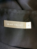 MINT VELVET NAVY BLUE TIERED FRILL TRIM TOP SIZE 14