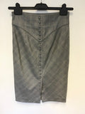 TED BAKER BLUE & GREY CHECK TAILORED JACKET & PENCIL SKIRT SUIT SIZE 2 UK 10