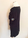 NICOLE FARHI BLACK DRAPED FRONT CAP SLEEVE TOP SIZE XL