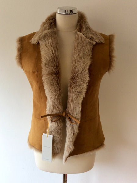 BRAND NEW CELTIC & CO 100% NATURAL HONEY SHEEPSKIN FUR LINED GILET