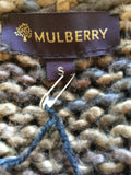 MULBERRY BROWN CHUNKY KNIT WITH LEATHER WEAVE BELTED CARDIGAN SIZE S