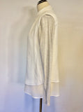 MINT VELVET WHITE COLLARED & GREY LONG SLEEVE BLOUSE/TOP SIZE 14