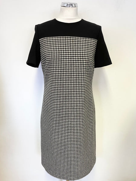 HOBBS BLACK & WHITE CHECK SHORT SLEEVED SHIFT DRESS SIZE 10