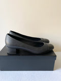 CHANEL BLACK LEATHER BLOCK HEEL COURT SHOES SIZE 6/39