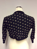 REISS BLACK SEQUINED FLOWER EMBELISHED BOLERO CARDIGAN SIZE S