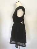 SANDRO PARIS BLACK OPEN TIE BACK SLEEVELESS FIT & FLARE DRESS SIZE 1 UK 8/10