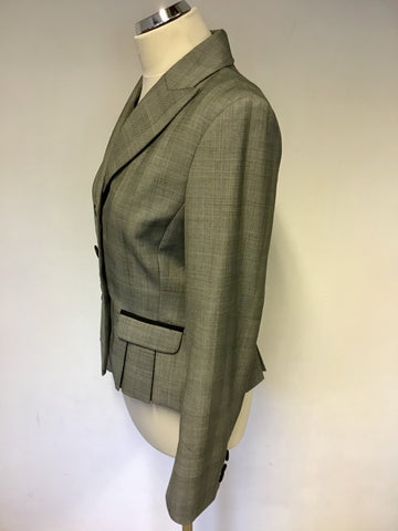 HOBBS GREY PRINCE OF WALES CHECK JACKET & SKIRT SUIT SIZE 10/12