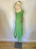 KAREN MILLEN GREEN SILK EMBELLISHED SPECIAL OCCASION DRESS SIZE 12