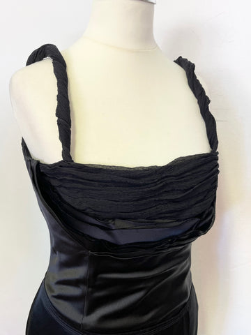 PRADA BLACK SILK STRAPPY SPECIAL OCCASION / COCKTAIL PENCIL DRESS SIZE 42 UK 10