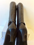 BRAND NEW BURDALE BLACK LEATHER KNEE LENGTH BOOTS SIZE 4.5/37.5