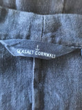 SEASALT INDIGO BLUE LINEN TREEN COVE SHORT SLEEVE TIE BELT CROP LEG JUMPSUIT SIZE 12