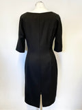 LK BENNETT BLACK WOOL BLEND SHORT SLEEVE PENCIL DRESS SIZE 14