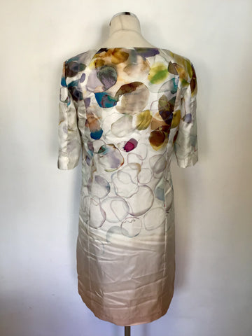 STILLS MULTI COLOURED SILK SHORT SLEEVE SHIFT DRESS SIZE 10