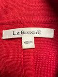 LK BENNETT RED WOOL BLEND COLLARED 3/4 SLEEVE CARDIGAN,JACKET SIZE M