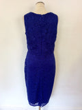 M&CO BOUTIQUE COBALT BLUE LACE SLEEVELESS DRESS SIZE 14