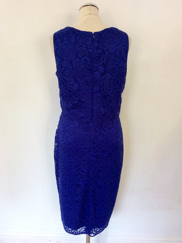 M&CO BOUTIQUE COBALT BLUE LACE SLEEVELESS DRESS SIZE 14