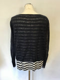 MINT VELVET NAVY BLUE & IVORY STRIPE LINEN JUMPER SIZE 14