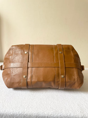 LK BENNETT LARGE TAN LEATHER SHOULDER BAG