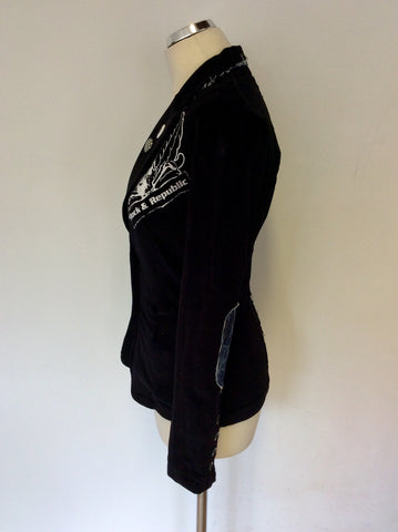 ROCK & REPUBLIC BLACK FINE CORDROY DENIM ANARCHISTS JACKET SIZE S