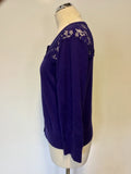 HOBBS ROYAL BLUE LACE TRIM CARDIGAN SIZE L