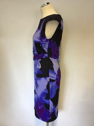 COAST PURPLE,BLACK & BLUE PRINT STRETCH DRESS SIZE 12