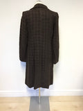 GERARD DAREL BROWN WOOL BLEND KNEE LENGTH COAT SIZE 42 UK 14