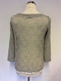 DE MIGUEL GREY & SILVER FINE KNIT SCOOP NECK JUMPER SIZE 44 UK 12