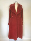 BRAND NEW REISS RED SURI ALPACA & VIRGIN WOOL TIE BELT LONG COAT SIZE S