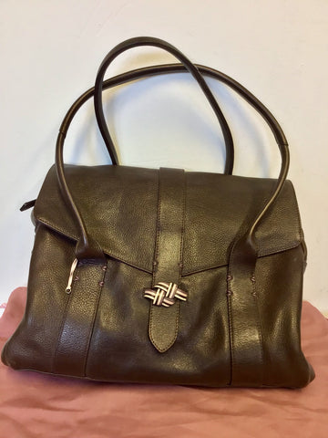 RADLEY DARK BROWN LEATHER TOTE / SHOULDER BAG