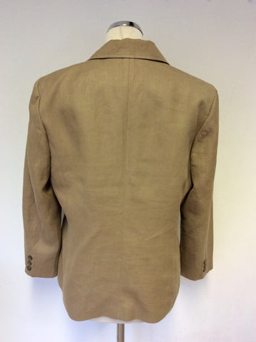 XANDRES TAN 100% NETTLE SUIT JACKET SIZE 44 UK 16