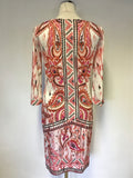 SPORTALM PINK & WHITE PRINT 3/4 SLEEVE STRETCH JERSEY DRESS SIZE 10