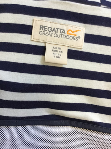 REGATTA NAVY BLUE & WHITE TRIM LIGHTWEIGHT HYDRAFORT WATERPROOF JACKET SIZE 18