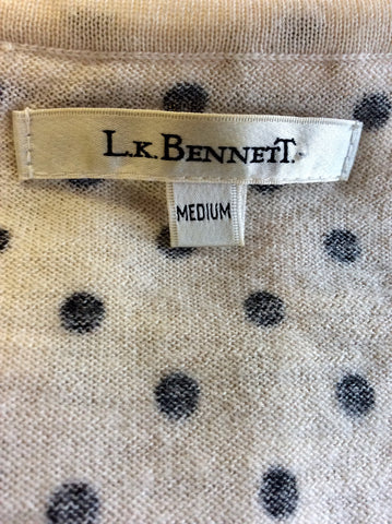 LK BENNETT CREAM & BLACK SPOT WOOL JUMPER SIZE M