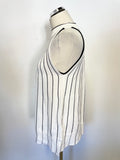 WHISTLES WHITE & BLACK STRIPE FINE KNIT TOP SIZE M