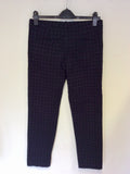 JIGSAW BLACK & NAVY CHECK CAPRI PANTS SIZE 10