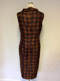 LAURA ASHLEY BLACK & COPPER PRINT SILK DRESS SIZE 16