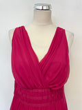 LK BENNETT RASPBERRY PINK SLEEVELESS FLOATY FIT & FLARE SPECIAL OCCASION DRESS SIZE 14