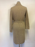 LAURENCE TAVERNIER FAWN WOOL & CASHMERE SHORT KNIT ROBE SIZE M